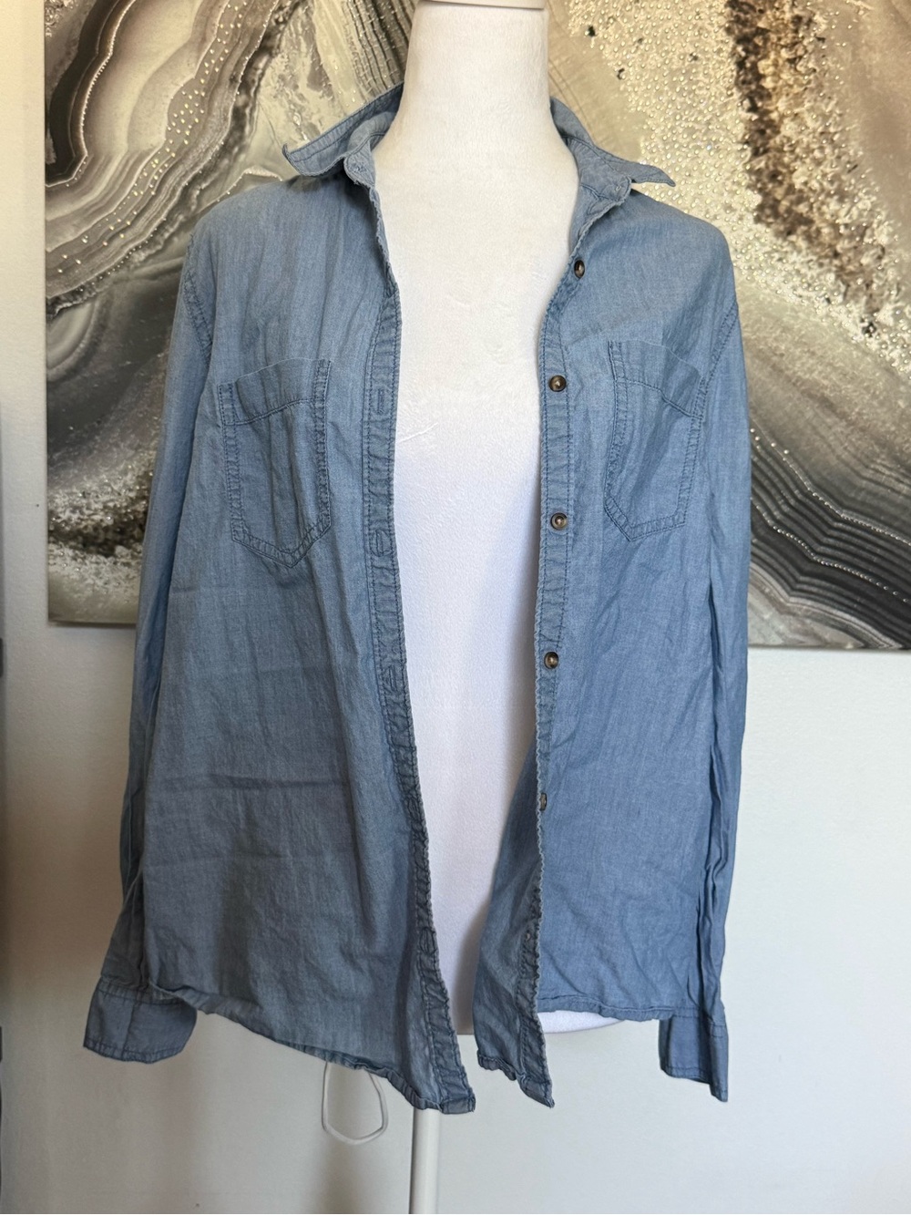Abound Light Blue Denim-Style Button Shirt